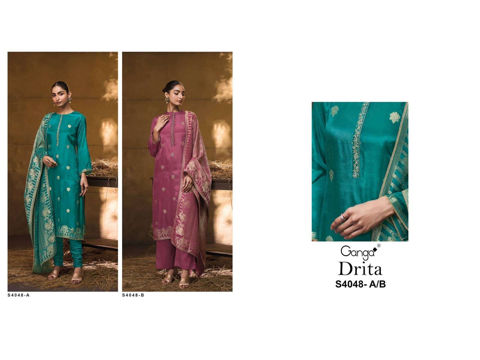 DRITA 4048 SERIES BY GANGA FASHION Beautiful Colourful JACOUARD Dresses At Wholesale Price